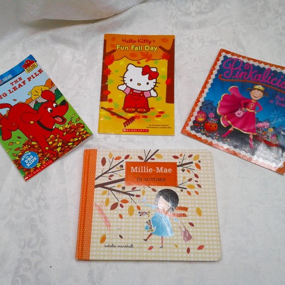 Fall Themed Young Child 4-Book Bundle: Hello Kitty, Clifford, Pinkalicious, More - Picture 1 of 12
